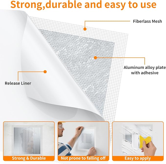 Wall Patch Drywall Repair Kit, 12 x 12 Inch, Self-Adhesive Mesh Patch, - Image 4