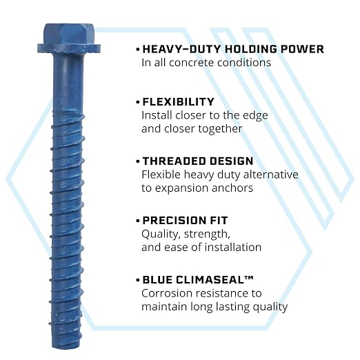 Tapcon+ 1/2 x 4 Inch Heavy-Duty Hex Head Concrete Anchors, Corrosion Resistant - Image 2
