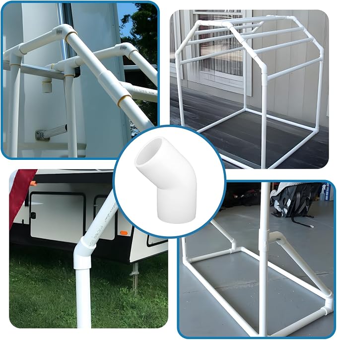 1/2" PVC Pipe Fittings, 45 Degree PVC Elbows, Furniture Grade, DIY Shelf Garden - Image 7