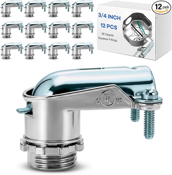 12 Pack Cable Connectors 90 Degree Squeeze Fittings Zinc Die Cast Cable Conduit by Moxweyeni