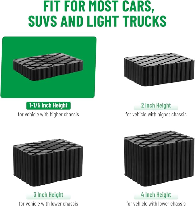 Solid Rubber Auto Lift Pads, 6-1/3" x 4-3/4" x 1" | 4 Pack Anti-Skid Lift Block - Image 6