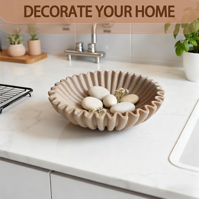 10" Large Decorative Bowl decor, Scalloped Bowls - Image 3