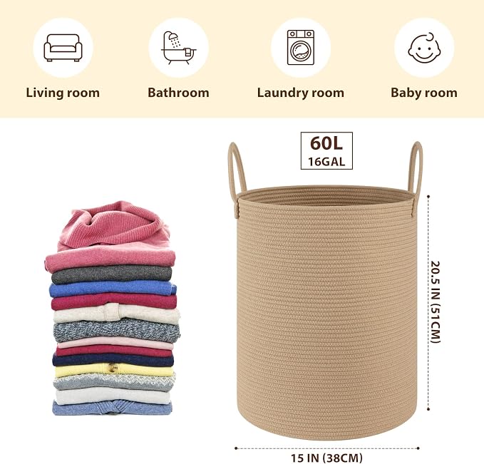 OIAHOMY 60L Nursery Hamper Laundry Basket Laundry Hamper Yellow | collapsible - Image 2