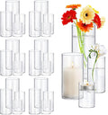 24 Pack Thick Glass Cylinder Vases 4, 12 Inch Tall Clear Flower Vase Hurricane by Homjoy