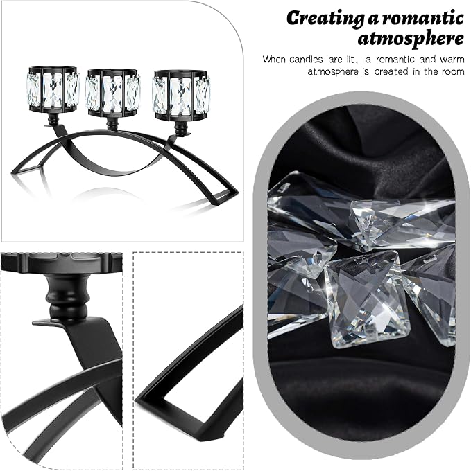 3 Arms Crystal Bowl Tealight Candelabra Votive Candle Stand, Wedding - Image 2