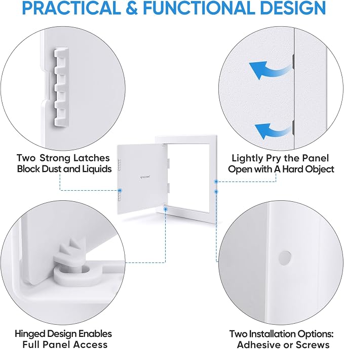 TICONN Access Panel for Drywall, 12 x 12 Inch ABS Plastic Wall Hole Cover - Image 3