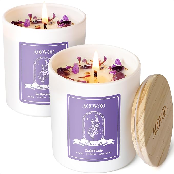 AOOVOO Lavender Scented Candle Set 2 Pack by AOOVOO