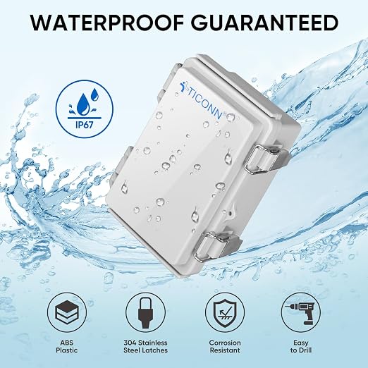 TICONN Outdoor Electrical Box Waterproof, ABS IP67 Junction Box Enclosure | - Image 2