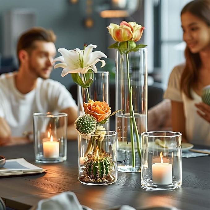 60pcs Cylinder Vases for Centerpieces Small Flower 4, 10Inch Tall Clear Vase - Image 5