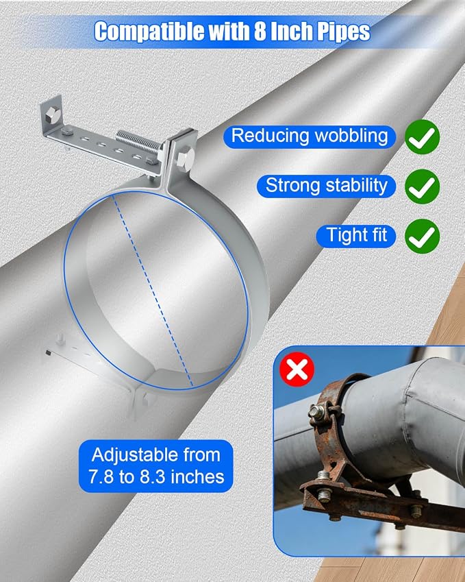 8 Inch Adjustable Pipe Bracket, Split Ring Stove Hanger Chimney Pipe Holder | B - Image 3