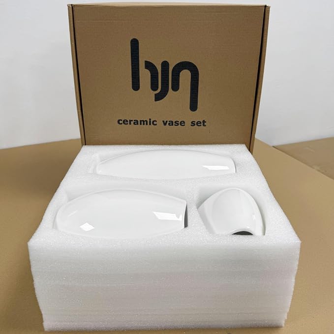 hjn Ceramic Vase Set of 3 White Flower Vase - Image 7