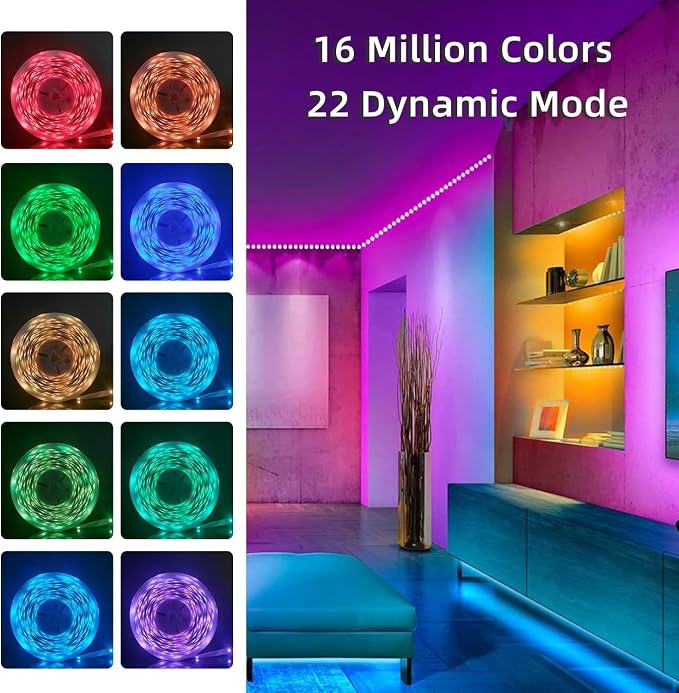Lcutml 100FT Smart LED Strip Lights, RGB Strip Lights Sync to Music - Image 3