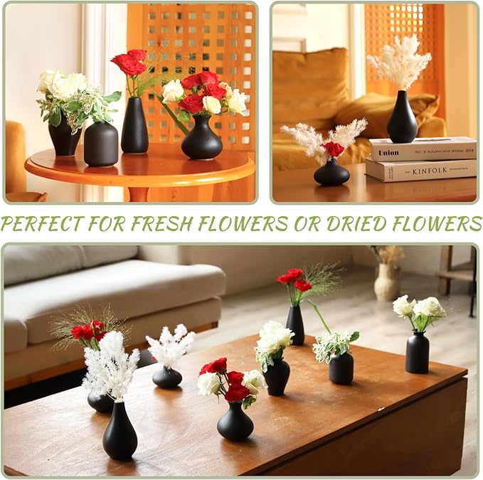 Small Black Vases Set of 8 - Image 4