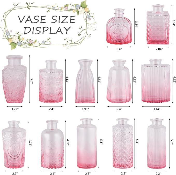 12 Pack Glass Bud Vases Mini Flower Vase Small Vintage Vases - Image 2