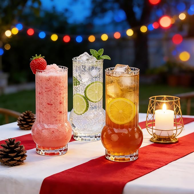 6.5Inch Drinking Glasses for Home Decor, Modern Clear Glass Glass Tumbler Set - Image 6