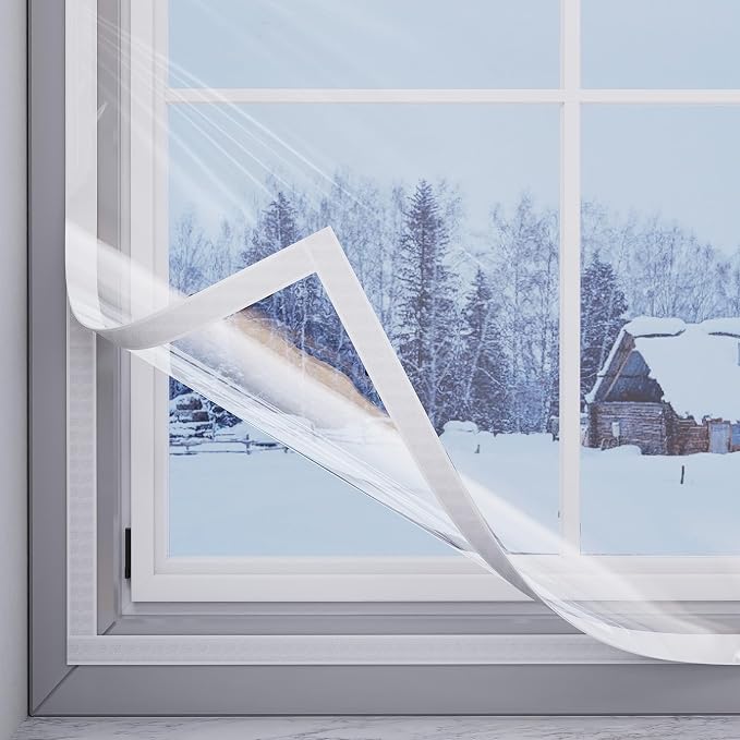 Window Insulation Kit, Reusable Transparent Plastic Film by Powrocket