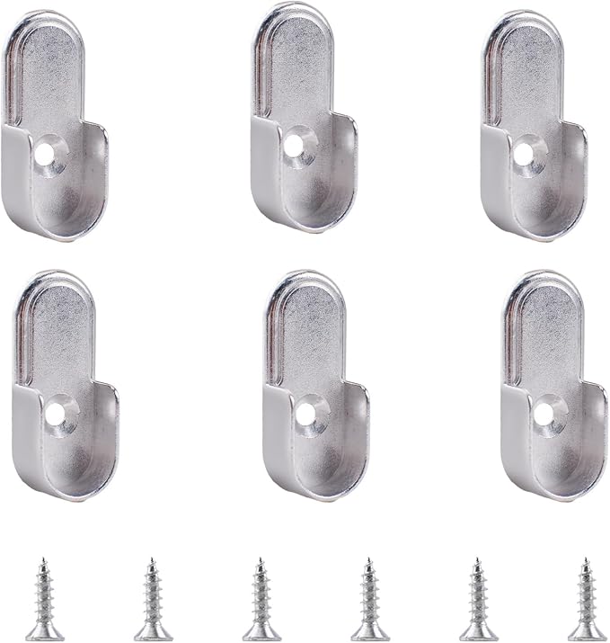 INCREWAY Oval Closet Rod Supports，6PCS Wardrobe Bracket Zinc Alloy Closet Rod by ForHome