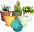 Meowell 5 inch Plant Pots for Indoor Outdoor Plants, 6 Pack Thick Nursery Pots by Meowell