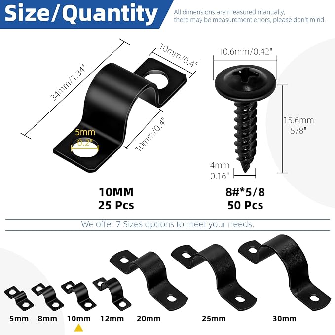 Glarks 25pcs 10mm Pipe Strap Clamp - Image 2