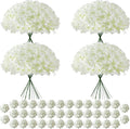 120Pcs White Hydrangea Artificial Flowers Bulk，Realistic Silk Fake Flowers by Cherica