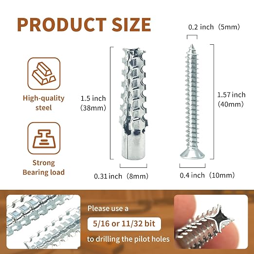 30 Packs Heavy Duty Hollow Wall Anchors - Image 2