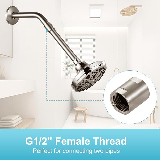 OFFO Shower Pipe Fitting, Brass Converter Adapter, G1/2 x G1/2 in Female Thread - Image 5