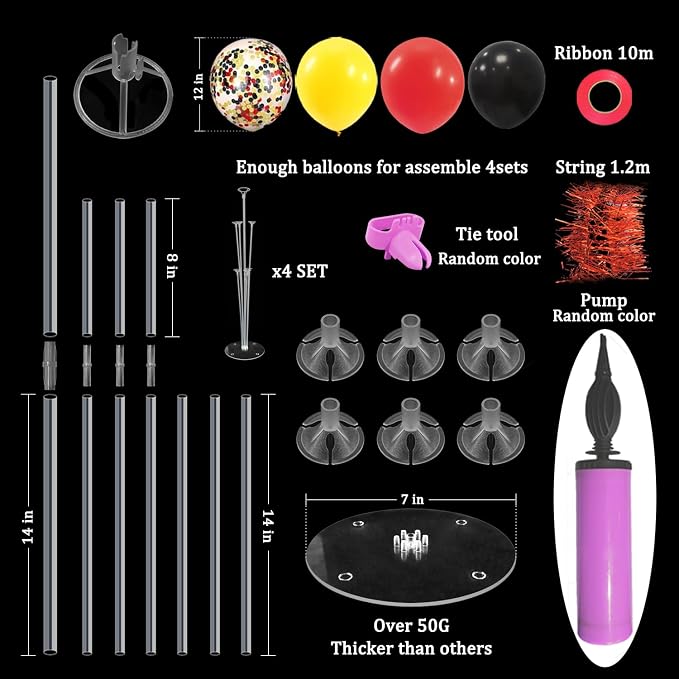 ZJDHPTY Mouse Birthday Decorations, 4Set Red Yellow Black Balloon Stand Kit | - Image 3