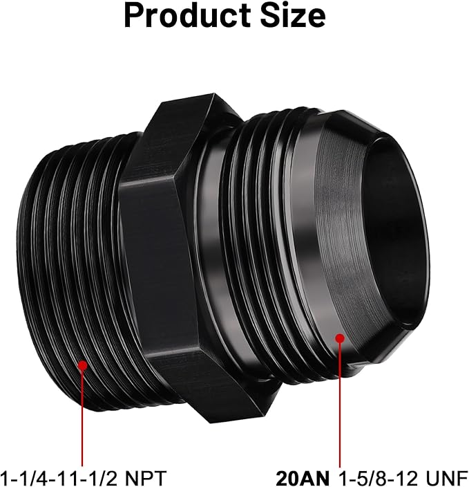 EVIL ENERGY 20AN Male Flare to 1-1/4" NPT Pipe Fitting Adapter Straight - Image 2