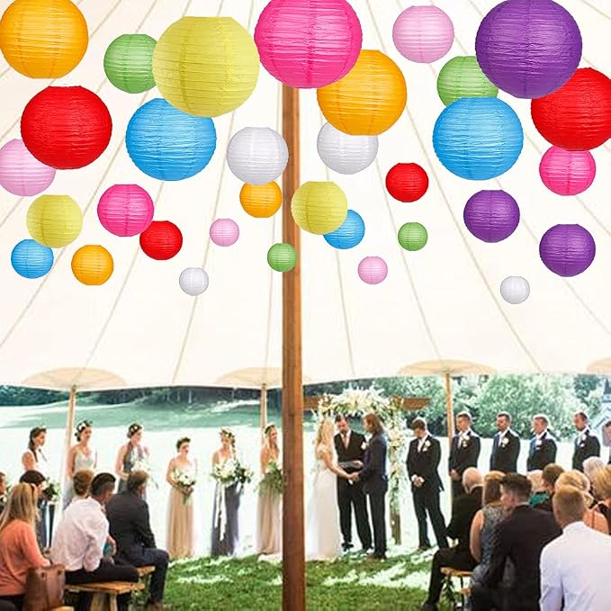 Paper Lanterns Decorative, Round Hanging Paper Lanterns - Image 7