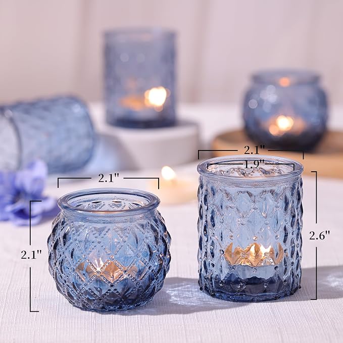 NITIME 36Pcs Assorted Blue Votive Candle Holders, Tea Lights Candle Holder - Image 2