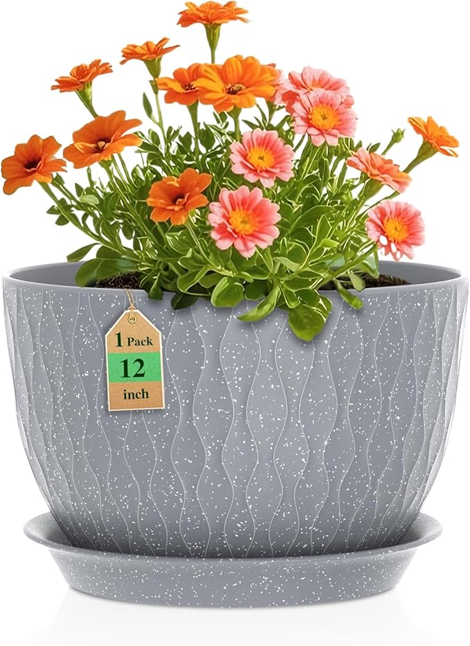 WSMKSZ 12 Inch Wide Water Ripples Flower Pots by WSMKSZ