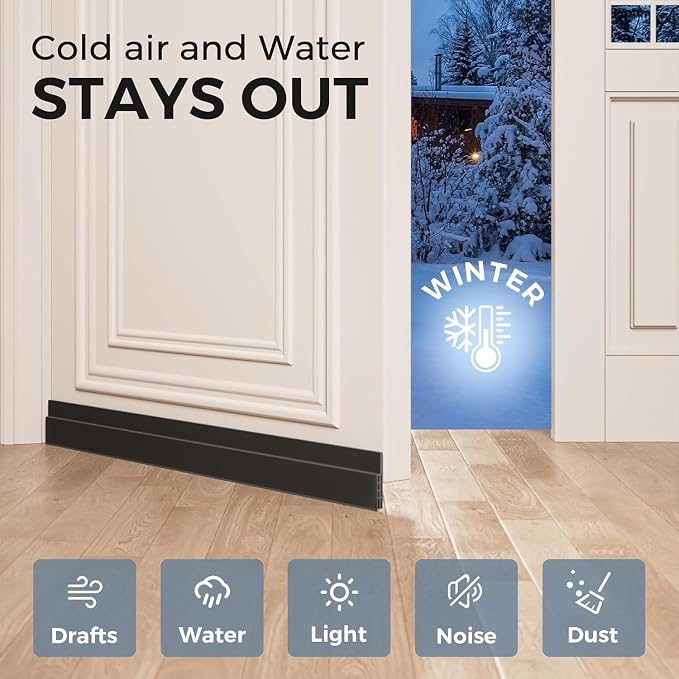 Grotheory 4 Pack Door Draft Stopper, Door Sweep, Weather Stripping Seal | - Image 2