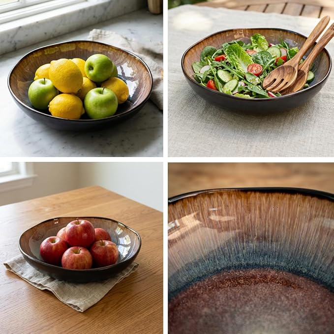 Decorative Bowls Large Ceramic Bowl fruit bowl，front entryway bowl | Irregular - Image 3