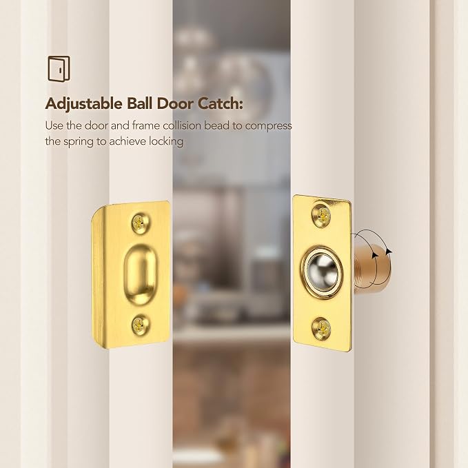 Ravinte Gold Door Ball Catch, Closet Door Latch Adjustable, 4 Pack | Solid - Image 7