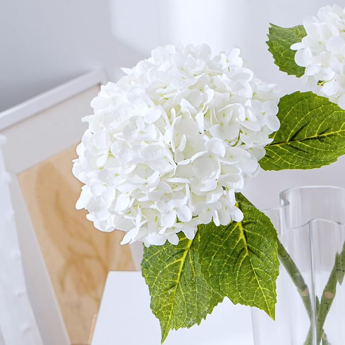 21" Real Touch White Hydrangea Artificial Flowers - Image 2