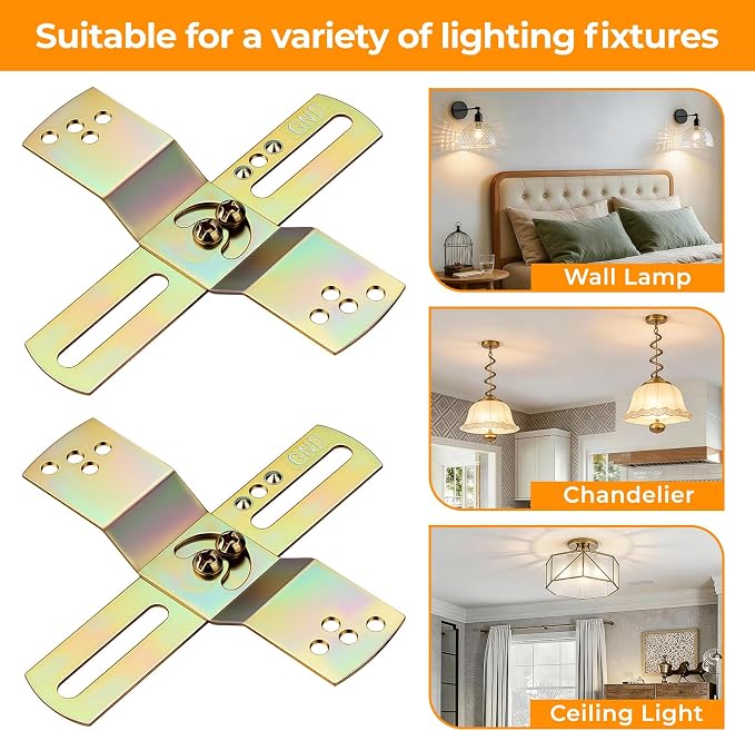 Light Fixture Mounting Brackets 4-inch Adjustable Mounting Plates | 2 Pack - Image 6