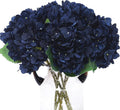 Kimura's Cabin 6pcs Navy Blue Hydrangea Artificial Flowers Silk Hydrangeas | by WeddingPartyArrangementBouquetsDecorationArtificialFlowers