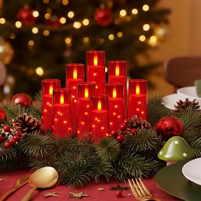 Raycare 9 Pcs Flameless Battery Operated Pillar Candles - Image 7