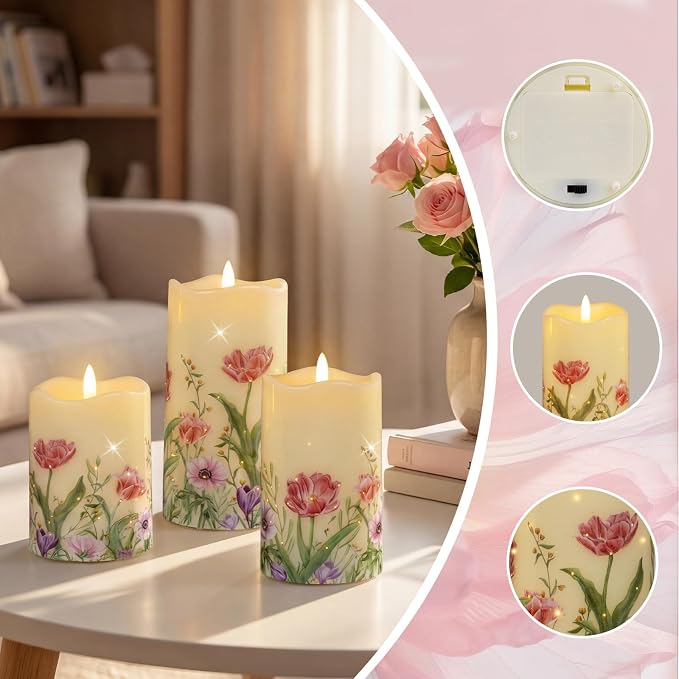 Flameless Candles, Battery Operated Floral Candles - Image 7