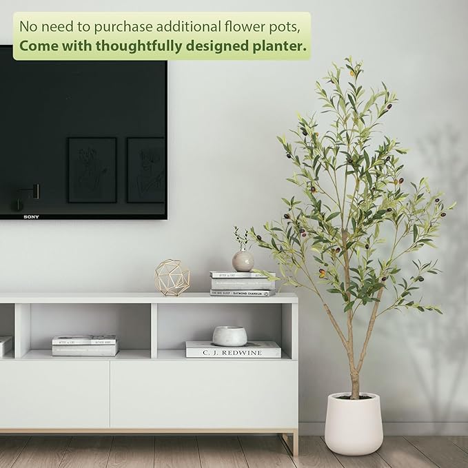 VIVATREES Olive Trees Artificial Indoor, 6FT Tall Faux Olive Tree - Image 4