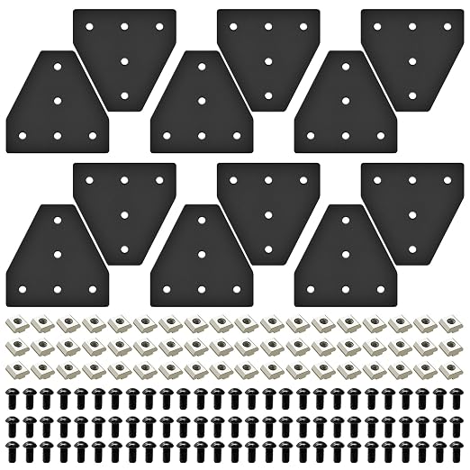 12pcs 3030 Extrusion Joint Plate Connector Corner T Bracket Black | 3030 V Slot by SeekLiny