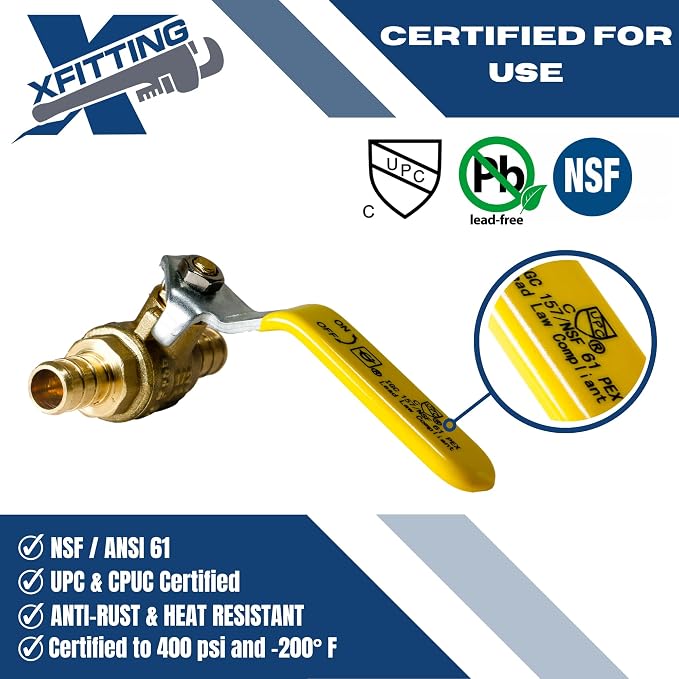 10 Pack XFITTING 1/2" Pex Ball Valve, Pex B Crimp - Image 4
