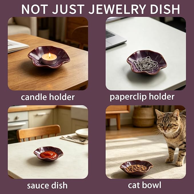 BEUNAIZER Galaxy Purple Jewelry Dish Tray, Ring Dish, Ceramic Trinket Tray - Image 4