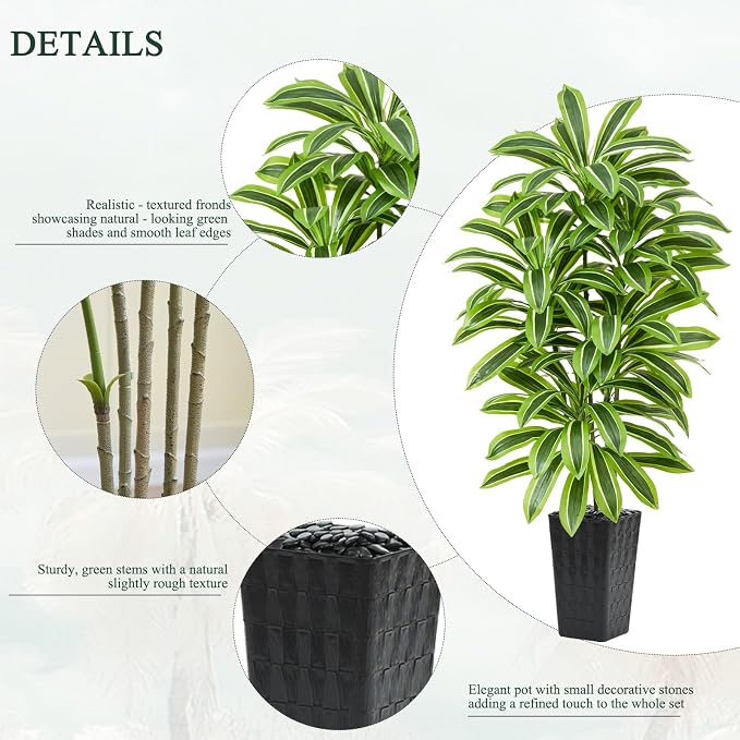 Artificial Yellow Dracaena Tree Indoor, 5FT Tall Fake Floor Plants - Image 4
