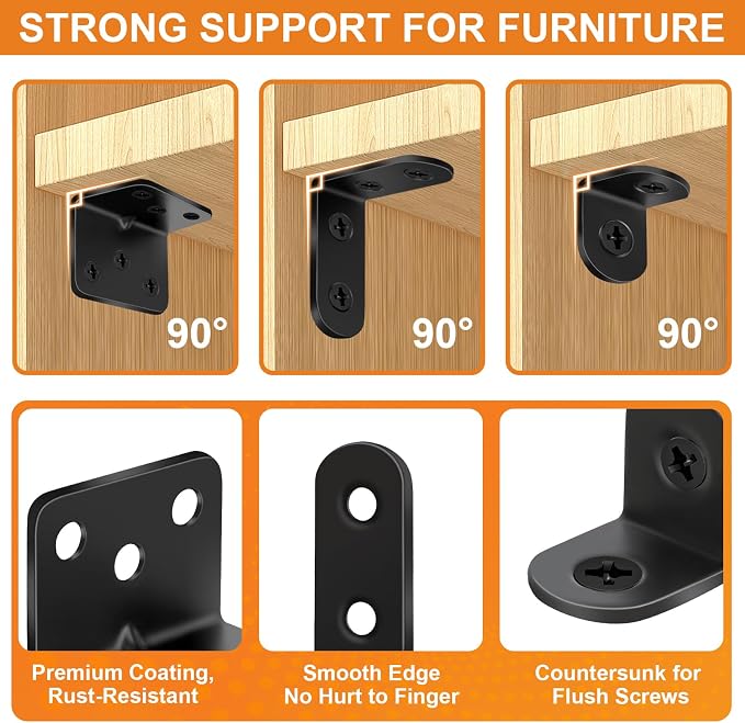 26 Pack L Bracket Corner Brace Kit, 3 Sizes Stainless Steel Corner Bracket | 90 - Image 3