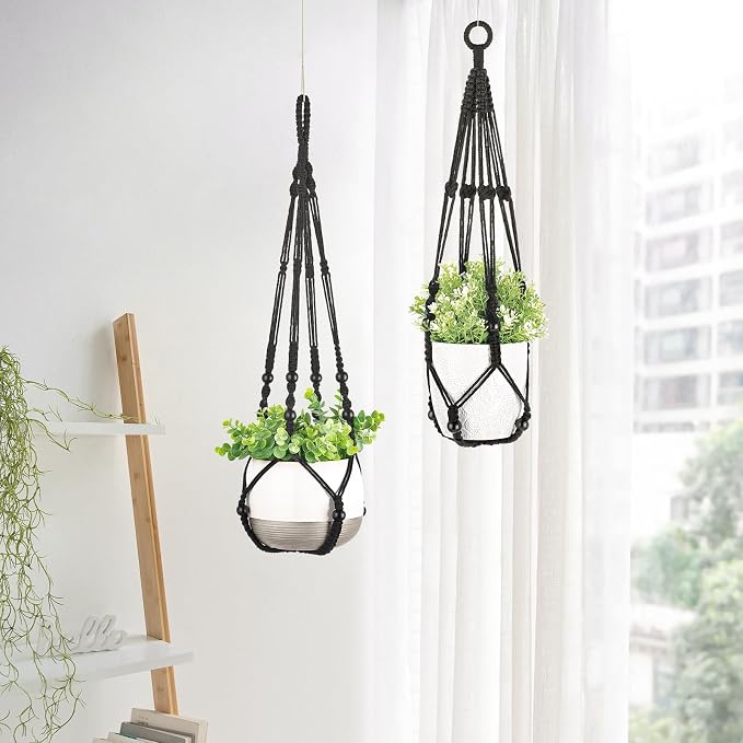 Mkono 3 Pack Macrame Plant Hangers Hanging Planters - Image 3