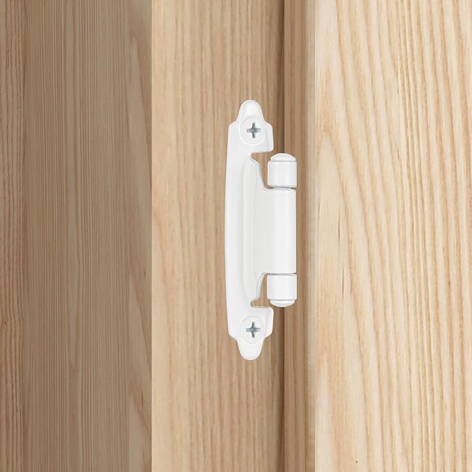 White Cabinet Hinges, 3/8” Inset, 10 Pack | - Image 3