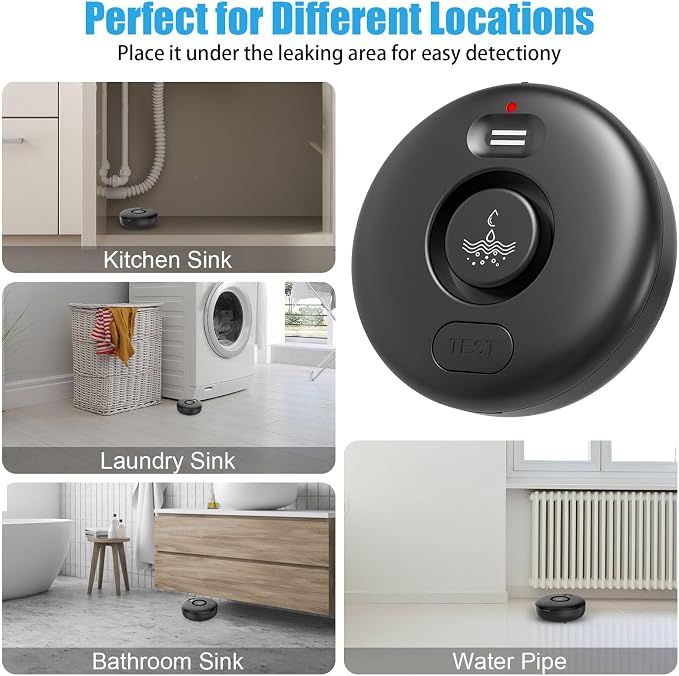5 Pack Water Leak Alarm Detector, 120dB Loud Alert, IP66 Waterproof | Water - Image 4