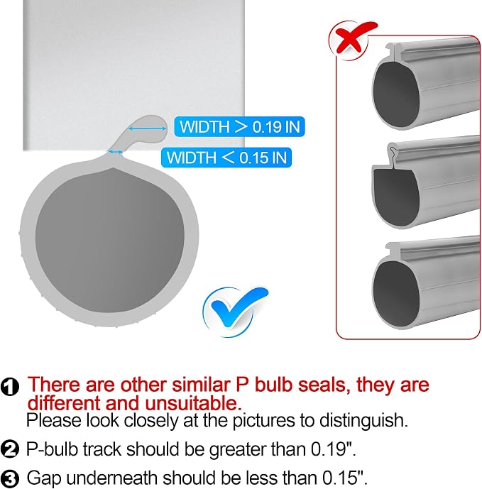 8.2FT Garage Door Bottom Seal Rubber 0.19" P Bulb Bottom Garage Weather - Image 5