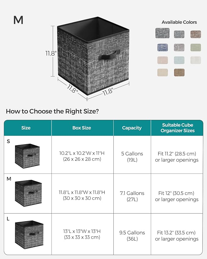 SONGMICS Storage Cubes, 11.8-Inch Foldable Closet Organizers | Non-Woven Fabric - Image 4